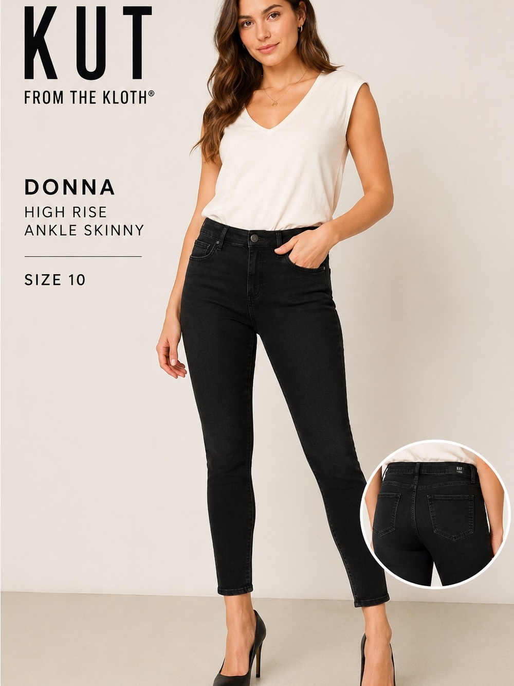 Kut from the Kloth Black High-Rise Ankle Skinny Jeans